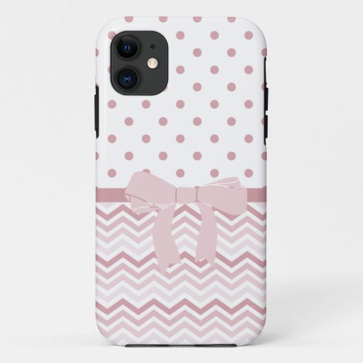 Roze Chevron en Stippen Case-Mate iPhone Case (Achterkant)