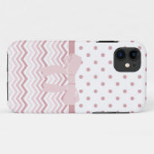 Roze Chevron en Stippen Case-Mate iPhone Case (Achterkant (horizontaal))