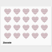 Roze Chevron Faux Glitter Hart Sticker (Vel)