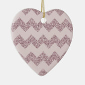 Roze Chevron Faux Glitter Keramisch Ornament (Rechts)