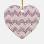 Roze Chevron Faux Glitter Keramisch Ornament (Voorkant)