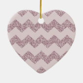 Roze Chevron Faux Glitter Keramisch Ornament (Achterkant)