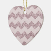 Roze Chevron Faux Glitter Keramisch Ornament (Links)
