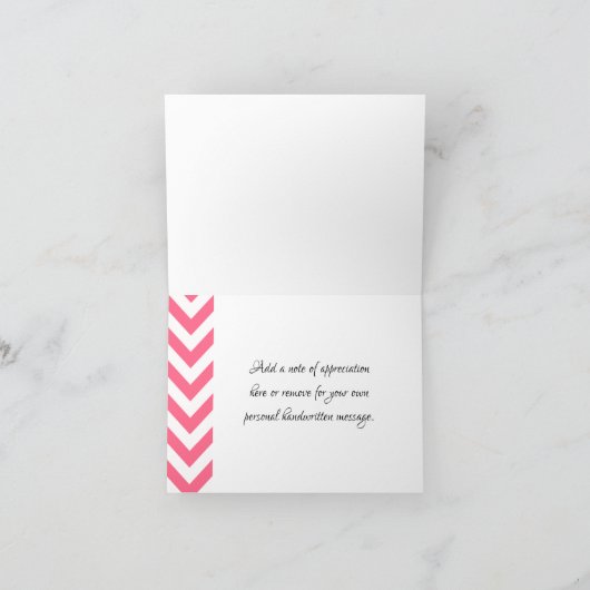 Roze Chevron Folded Hartelijk dank Bedankkaart (Binnen)
