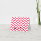 Roze Chevron Folded Hartelijk dank Bedankkaart (Voorkant)