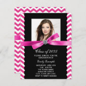  Roze Chevron Foto Afstuderen Kaart (Voorkant / Achterkant)