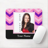 Roze chevron fotosjabloon muismat (Met muis)