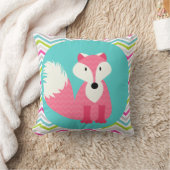 Roze Chevron Fox op Aqua Sierkussen (Deken)
