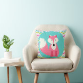 Roze Chevron Fox op Aqua Sierkussen (Stoel)