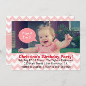 Roze Chevron Girl Birthday, Speech Bubble, Turns 3 Kaart (Voorkant / Achterkant)