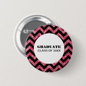 Roze Chevron Glitter Afstuderen Button (Voorkant /achterkant)
