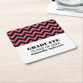 Roze Chevron Glitter Afstuderen Onderzetters (Schuin)