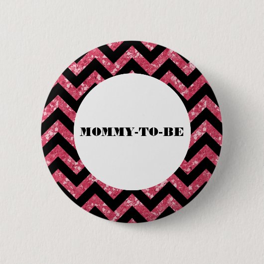 Roze Chevron Glitter Baby shower Button (Voorkant)
