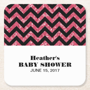 Roze Chevron Glitter Baby shower Onderzetters