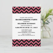 Roze Chevron Glitter Bachelorette Party Kaart (Staand voorkant)