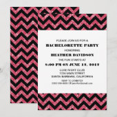 Roze Chevron Glitter Bachelorette Party Kaart (Voorkant / Achterkant)