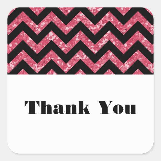 Roze Chevron Glitter Dank u Stickers (Voorkant)