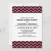 Roze Chevron Glitter Graduation Party Invite Kaart (Voorkant)