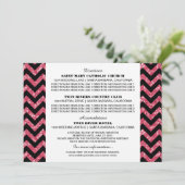 Roze Chevron Glitter Informatiekaart Kaart (Staand voorkant)