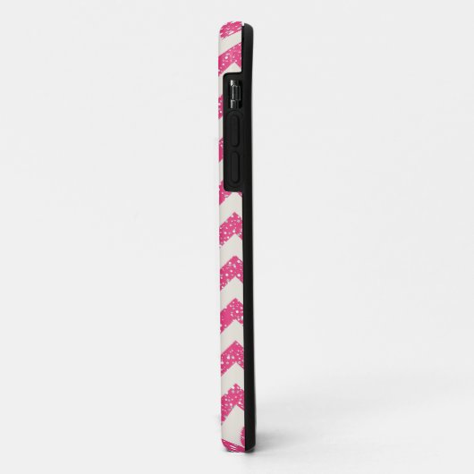 Roze Chevron Glitter iPhone Case (Achterkant/links)