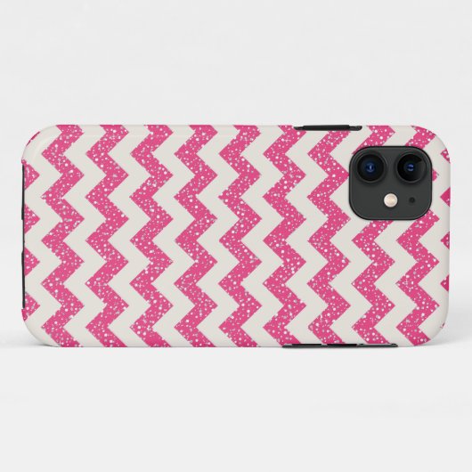 Roze Chevron Glitter iPhone Case (Achterkant (horizontaal))