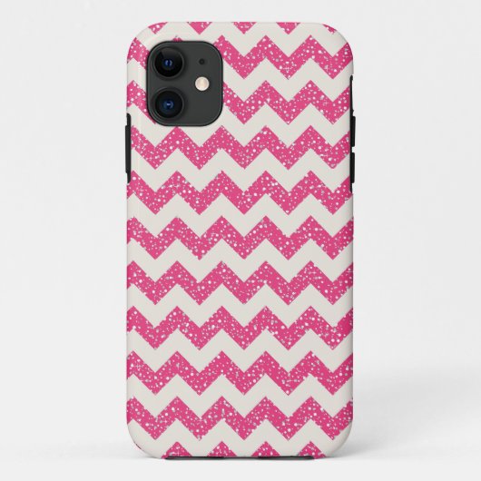 Roze Chevron Glitter iPhone Hoesje (Achterkant)