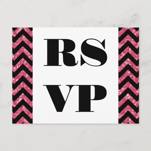 Roze Chevron Glitter RSVP Briefkaart (Voorkant)