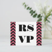 Roze Chevron Glitter RSVP Briefkaart (Staand voorkant)