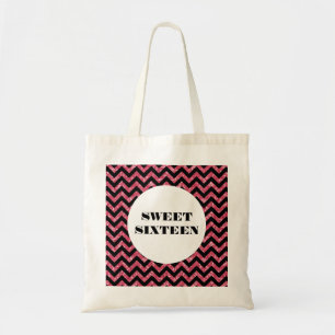 Roze Chevron Glitter Sweet 16 Canvas tas