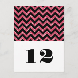Roze Chevron Glitter Table Briefkaart