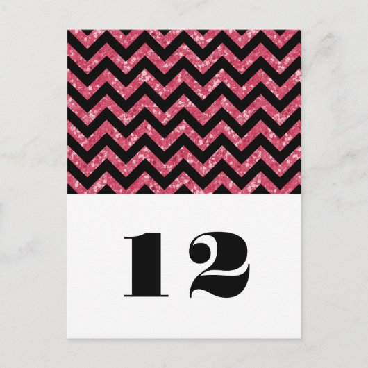 Roze Chevron Glitter Table Briefkaart (Voorkant)