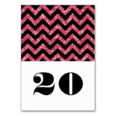 Roze Chevron Glitter Table Kaart (Achterkant)