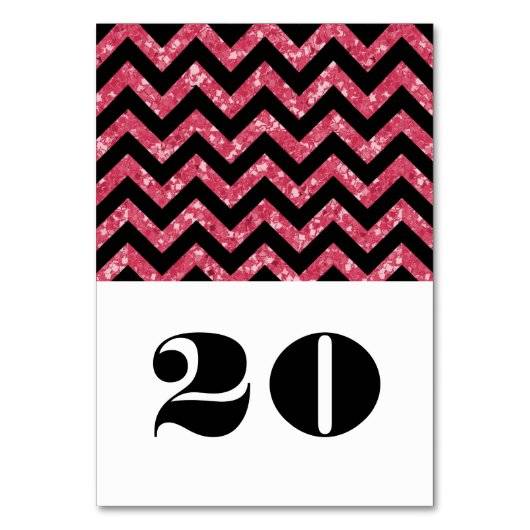 Roze Chevron Glitter Table Kaart (Voorkant)