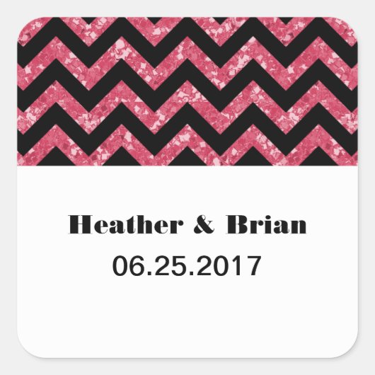 Roze Chevron Glitter Wedding Stickers (Voorkant)