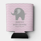 Roze chevron grijs olifant baby shower koelbox blikjeskoeler (Achterkant)