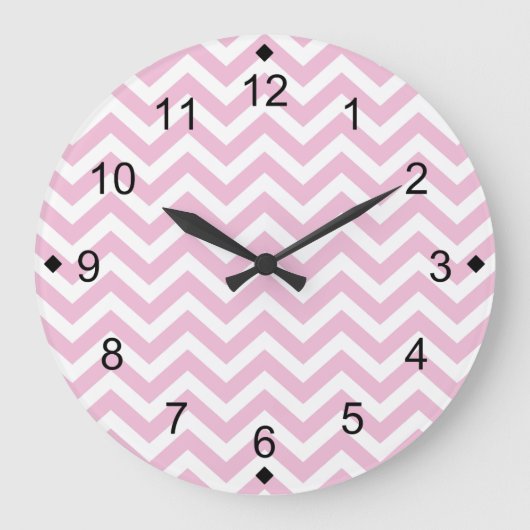 Roze Chevron Grote Klok (Voorkant)