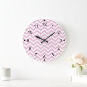 Roze Chevron Grote Klok (Huis)
