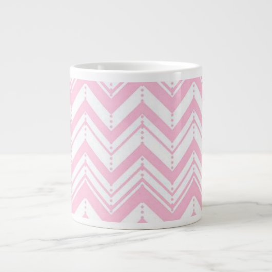 Roze Chevron Grote Koffiekop (Voorkant)
