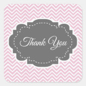 Roze Chevron Hartelijk dank Sticker (Voorkant)