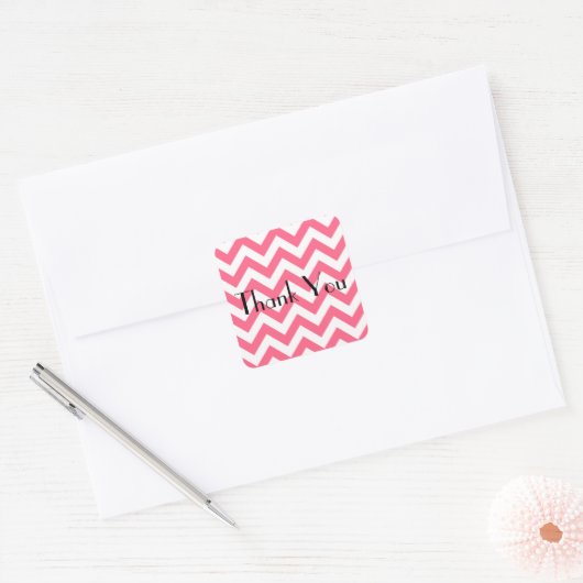 Roze Chevron Hartelijk dank Stickers (Envelop)