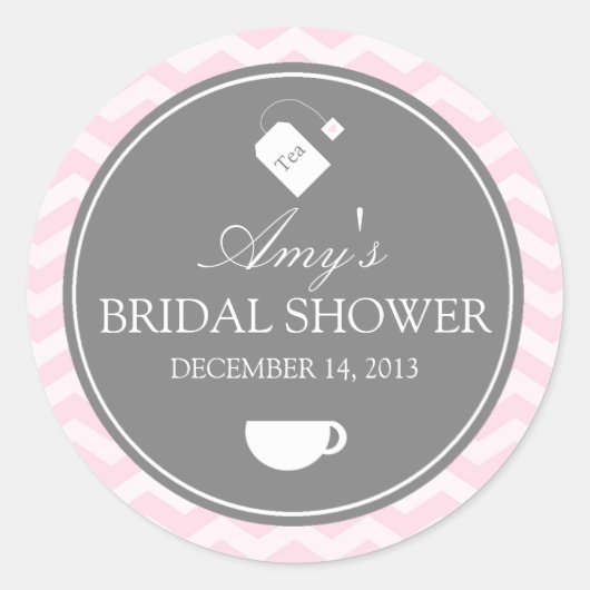 Roze Chevron High Tea Vrijgezellenfeest Sticker (Voorkant)