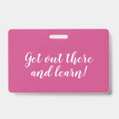 Roze Chevron Homeschool Leerling ID Badge (Achterkant)