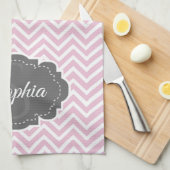 Roze Chevron Kitchen Towel Theedoek (Quarter Fold)
