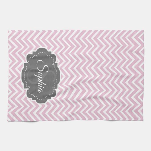 Roze Chevron Kitchen Towel Theedoek (Horizontaal)