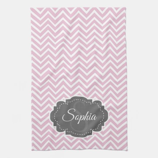 Roze Chevron Kitchen Towel Theedoek (Verticaal)