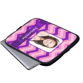 Roze chevron laptop sleeve