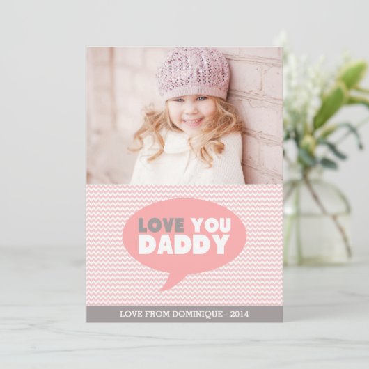 Roze Chevron Love Je papa | VADERDAG KAART (Staand voorkant)