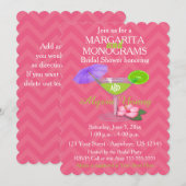 Roze Chevron Margarita Monogrammen Vrijgezellenfee Kaart (Voorkant / Achterkant)