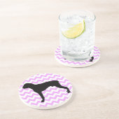 Roze Chevron met boxer Silhouette Zandsteen Onderzetter (Zijkant)