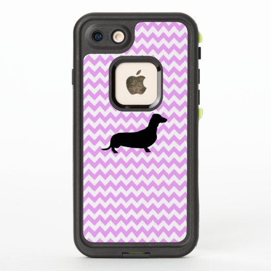 Roze Chevron met Dachshund Silhouette (Achterkant)